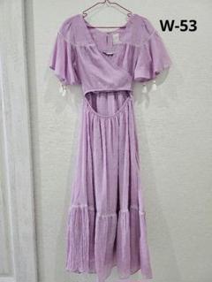 W-53　美品 ピンク系 ロングワンピース マキシ リゾートワンピ