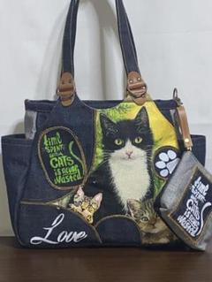 ☆ハンドメイド☆岡山デニム☆ハチワレ猫☆リュック対応☆4way