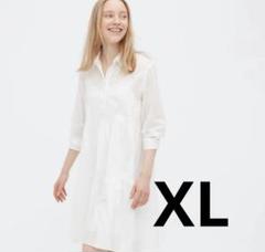 新品ユニクロUNIQLO コットンティアードミニワンピース（七分袖）ホワイトXLのサムネイル