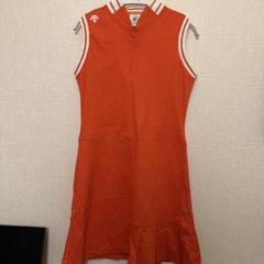 美品【デサント】ゴルフ 撥水 ジャージー ノースリーブ ワンピース M 黒×赤 1240001165135_1.jpg