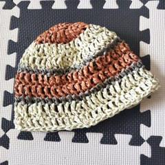 新品未使用　ハンドメイド　ビーニー　クラッシャーハット　麦わら帽子