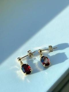 ガーネット　ピアス　ハンドメイド　天然石