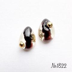 No.1822 レジンピアス レジンイヤリング ハンドメイドピアス インクアート