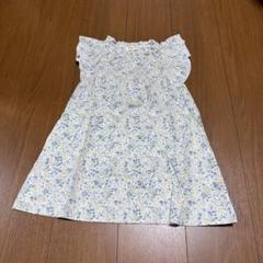 パルハウス　110 小花柄　花柄ノースリーブ　ワンピース　フリル　ブルー　水色