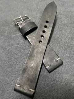 20mm イタリアンオイルレザー マルゴー革 時計ベルト ブラック 2のサムネイル