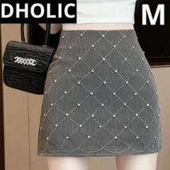 DHOLIC ビジュー ミニスカート ラインストーン グレー スカパン