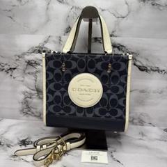 (美品)大人気、コーチ、デンプシー、ミニ、人気色、デニム地、紺シグ、2way 美品)大人気、コーチ、デンプシー、ミニ、人気色、デニム地、紺