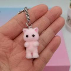 猫さんキーホルダー,毛並ふわっとネコ,Pink,ピンク色,ZQDIY
