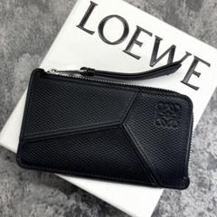 【極美品 保存袋付き】ロエベ 折り財布 パズル アナグラム ブラック レザー 極美品 保存袋付き】ロエベ 折り財布 パズル アナグラム
