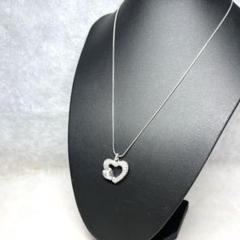 【美品】SWAROVSKI ダブルハート ストーンネックレス
