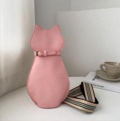 b69 レザー ねこ ショルダー ポーチ スマホ アイコス ピンク 356