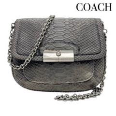 COACH コーチ パイソン型押し チェーンショルダーバッグ グレー系 ミニ