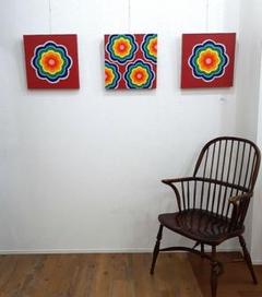 油絵　壁掛け曼荼羅　画家　小楠アキコ作品　サイズ40×40cm　三枚１セット 油絵 壁掛け曼荼羅 画家 小楠アキコ作品 サイズ40×40cm 三枚1