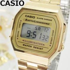 稼働品 CASIO A168 ゴールド デジタルウォッチ エレクトロルミネセンスのサムネイル