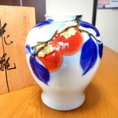 1709 深川製磁　染付柿文　中鉢　5客　15cm 1709 深川製磁染付柿文中鉢5客15cm