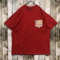 C9 ギルダン カスタムTシャツ ポケット刺繍付き USA古着 1点もの 赤T