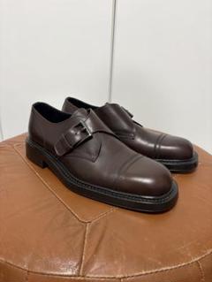 pradaブラウン レザー ダブルモンクストラップローファー pradaブラウン レザー ダブルモンクストラップローファー - メルカリ