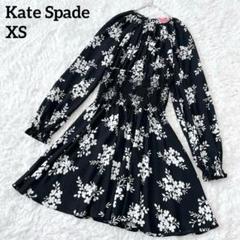 【美品】ケイトスペード ボタニカルフラワーワンピース 現行タグ 黒 S相当