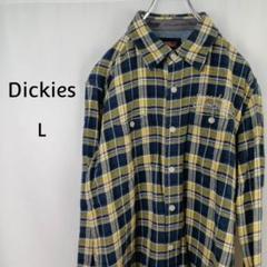 Dickies　長袖　ネルシャツ　L　チェック柄　スリムフィット