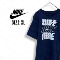 ナイキ Tシャツ レディース XL 前プリント スウッシュ 古着 ネイビーc71