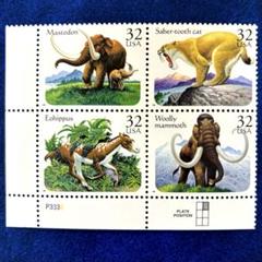 外国切手 アメリカ 古代生物 未使用 4種田型 1996年 ヒンジ無しのサムネイル