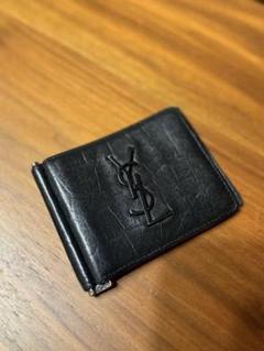 ✨️美品 サンローラン マネークリップ キャビアスキン 札入れ レザー 箱付き サンローラン SAINT LAURENT マネークリップ ブラック×SV金具