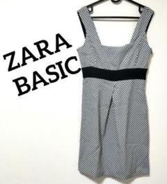 ZARA BASICザラ水玉模様 ノースリーブ ひざ丈ワンピース