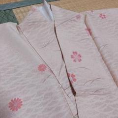 未使用品 小紋着物 単衣 広衿 仕付け糸 裄長 裄67cm 丈159cm
