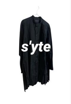 s'yte ロング丈 ドッキング バンドカラー ドレスシャツ コットン ブラックのサムネイル