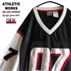 【一点物】ATHLETIC WORKS両面ビッグロゴ刺繍ゲームシャツHIPHOP