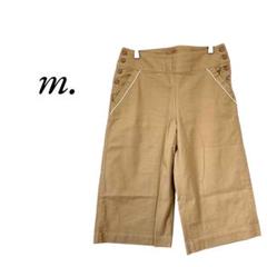 エムドット カーキ ワイドレッグ ガウチョパンツ 日本製 無地 カジュアル 美品