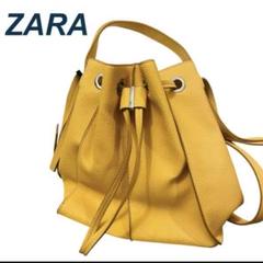 タグ付き ZARA ザラ ショルダーバッグ イエロー 黄色 バッグ バケツ型