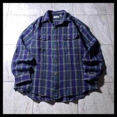 90s 00s L.L.Bean コットン チェックシャツ ネイビー 緑 L