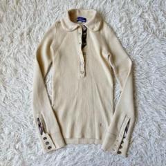 【新品】バーバリーブルーレーベル　クルーネック　ニット　ベージュ　袖チェック tokyobrand_14000359