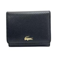 2010 LACOSTE ラコステ 三つ折り財布 ブラック レザー