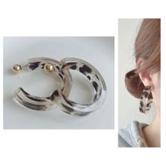 大ぶり派手＊ヒョウ柄フープピアス　大人可愛い　セレクトピアス　夏ピアス　上品