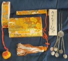 レトロ和装小物セット 正絹糸刺繍筥迫✨びら簪他外箱あり