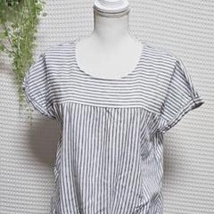☆CLOSSHI (LL) ストライプ ボーダー 半袖 プルオーバー シャツ