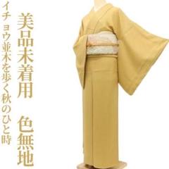 驚きの価格が実現！ 美品未着用 正絹 S-94 着物“イチョウ並木を歩く秋のひと時”色無地 袷 着物・浴衣