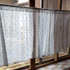 2枚セット 真っ白水玉カフェカーテン ハンドメイド