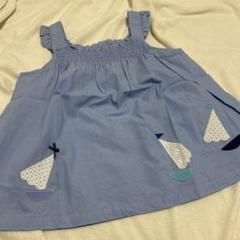 ファミリア 水色 帆船刺繍 ノースリーブ 120