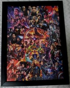 アベンジャーズ ポスター ムービー MCUヒストリー 送料無料 額縁付き