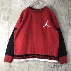 Y1647古着　トレーナー　スウェット　ワンポイント　ラグラン　赤　キッズ