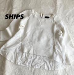SHIPS【シップス】異素材　ドッキング　カットソー　プルオーバー　日本製　白のサムネイル