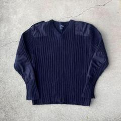 希少◎ヴィンテージ古着90sコマンドセーター肉厚ウール一点物ミリタリーLネイビー