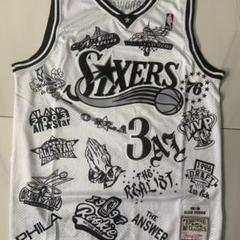 Iverson ジャージ 黒 3 NBA Allen Iverson シクサーズ ジャージ - メルカリ