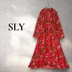 美品 SLY PICTORIAL 花柄 ロングワンピース 赤 シアー フリル