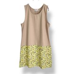 エレメントオブシンプルライフ　ノースリーブ切替チュニック　花柄　黄色　カットソー