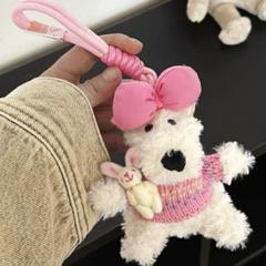 ぬいぐるみキーホルダー　バッグチャーム　韓国　ぬいぐるみ　ウェスティ　兎　白