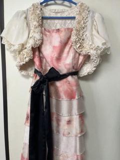 ピンク系パーティードレス フラワーボレロ付き